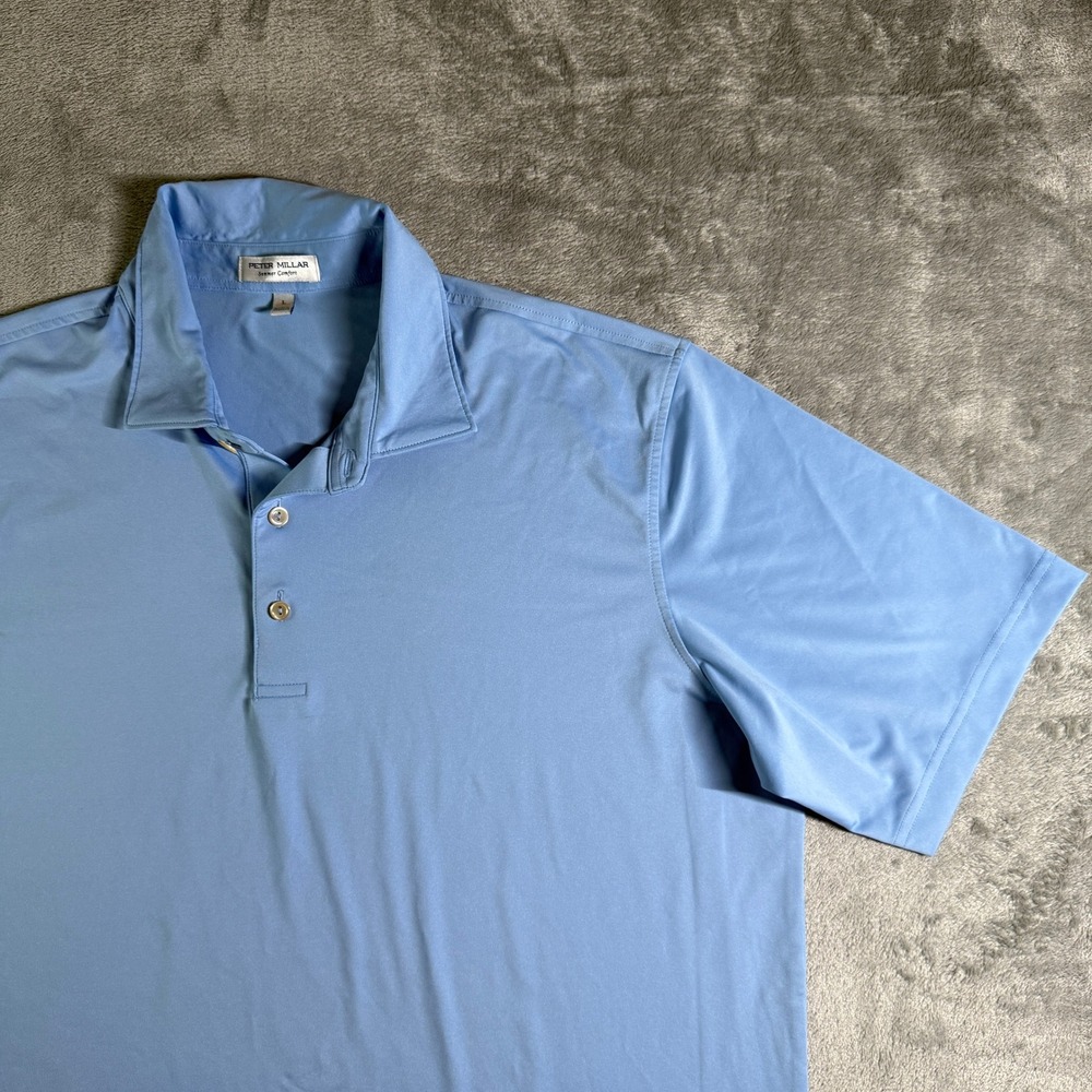 Peter Millar Summer Comfort Polo Shirt Mens Large Blue Aristotle Funds Logo Golf